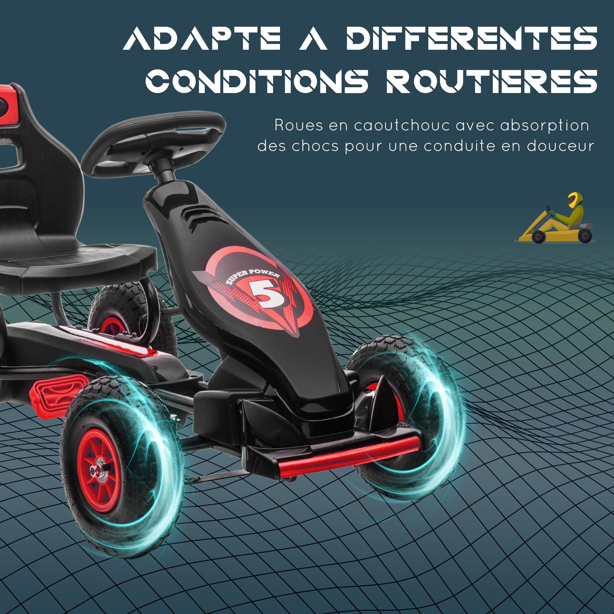 Homcom - Kart eléctrico Blanco con luz y música | Vehículos de batería