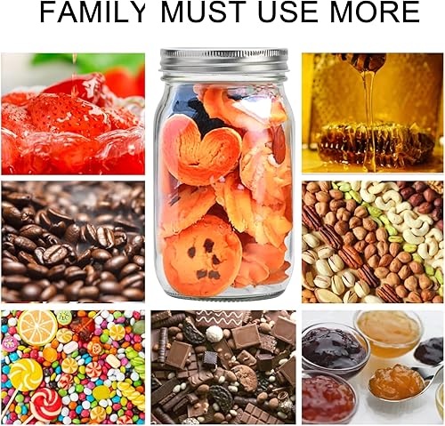 Miniatura 8 de Flrolove Tarros Mason de 32 onzas con tapas, frascos de vidrio con tapa hermética, tarros de boca masón, paquete de 6 para almacenamiento de