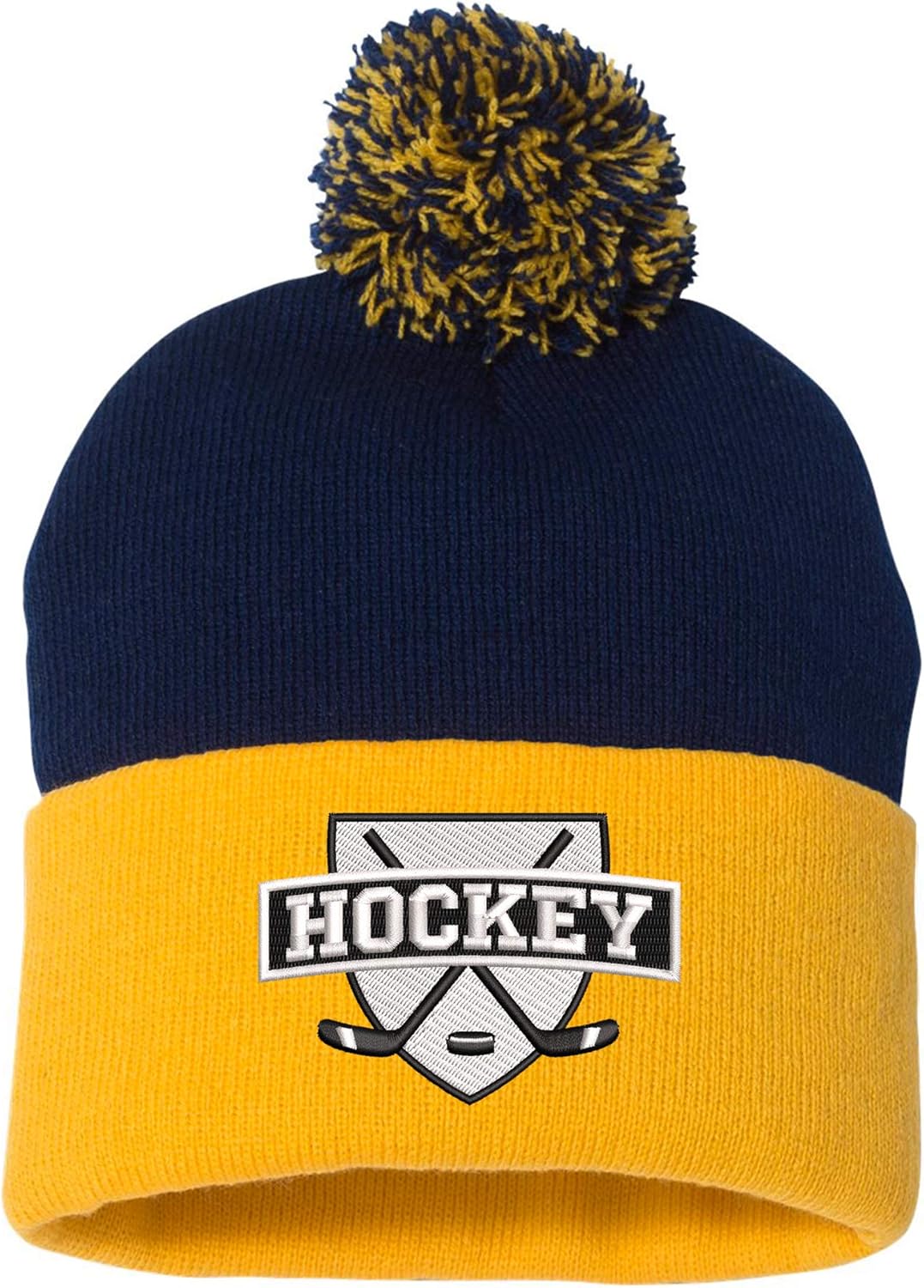 Embroidered Ice Hockey Thick and Warm Skull Cap Cuffed Beanie Men Women Kids