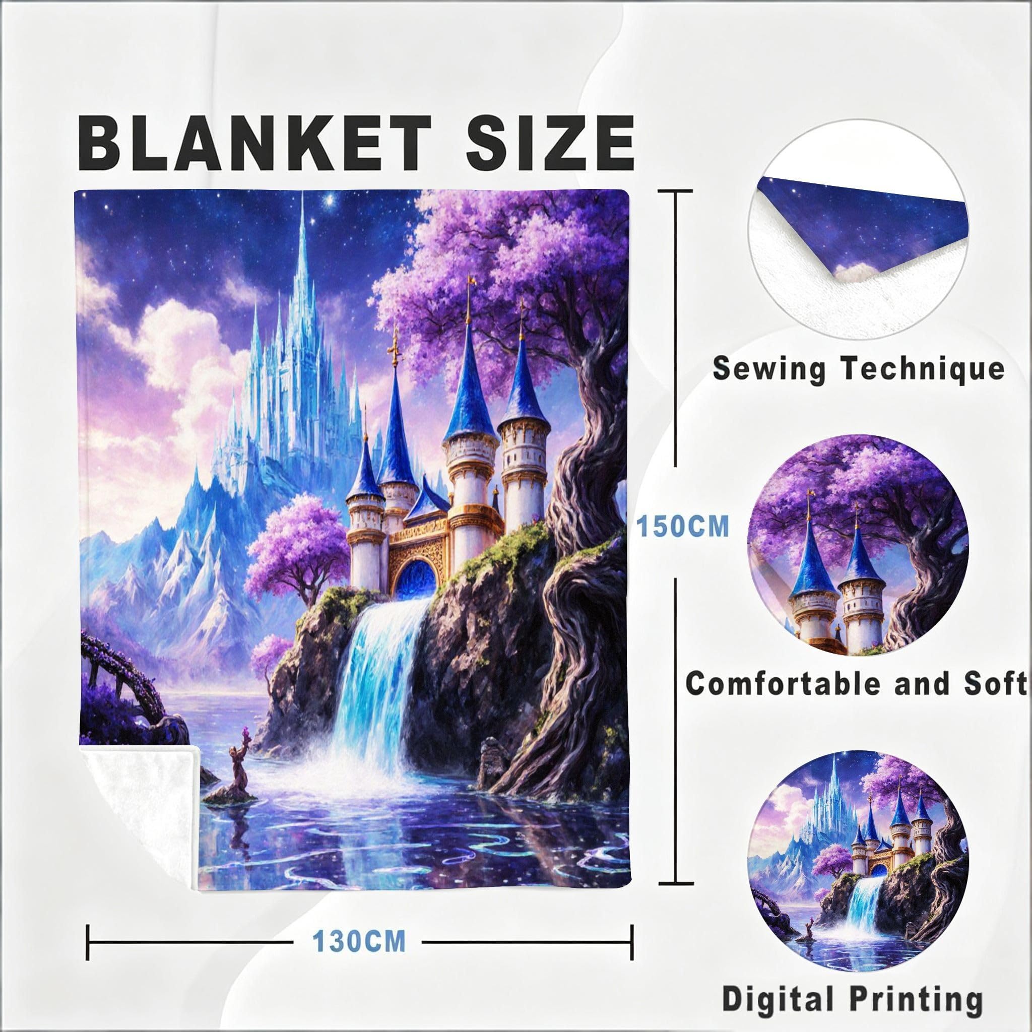 Manta Franela Sherpa 3D Castillo Morado 240x260 para Cama 180-A235