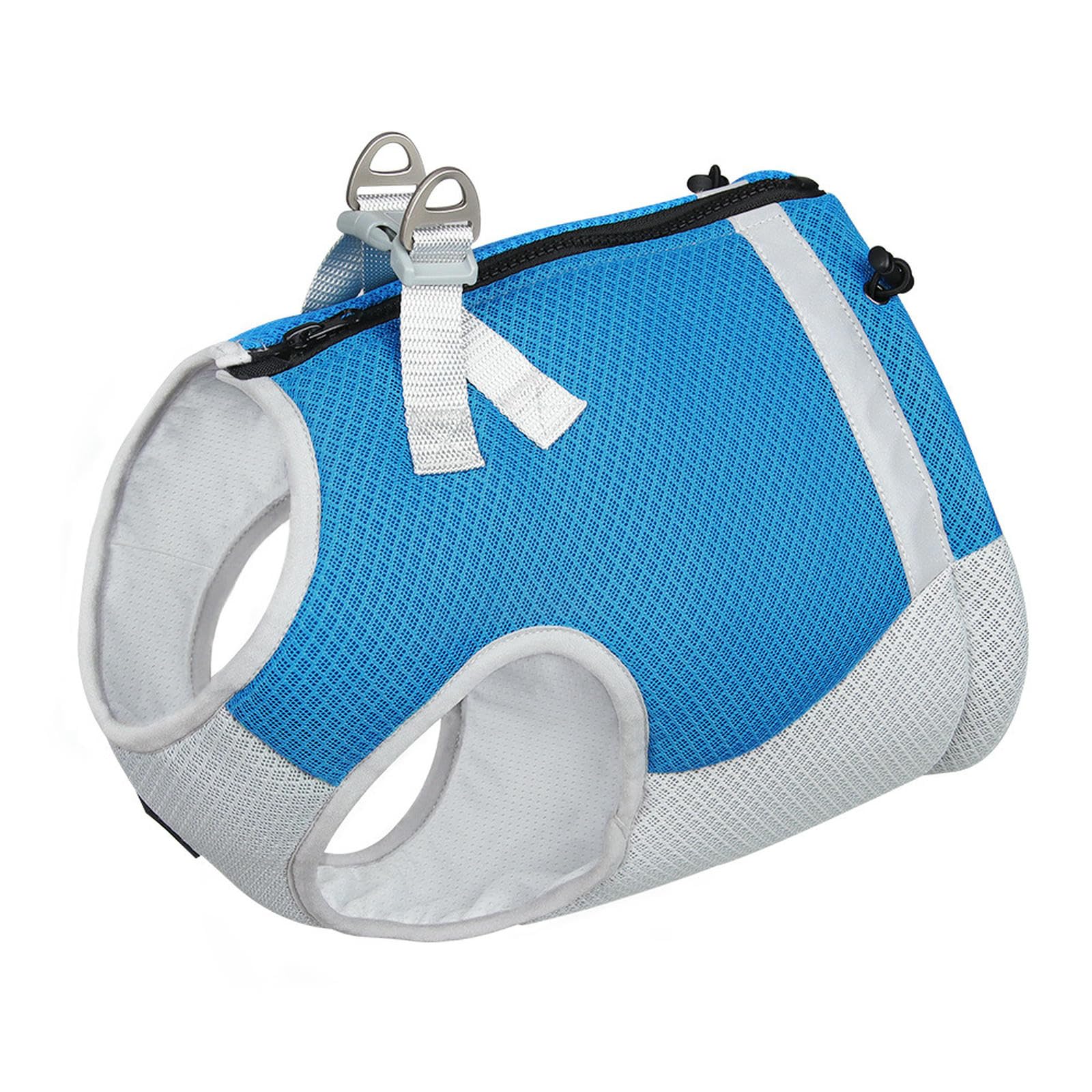 Blue Small Dog Cooling Vest Harness with D-Ring & Zipper Adjustable Reflective No-Pull Dog Harness Instant Cooling Puppy Vest for Outdoor Hunting