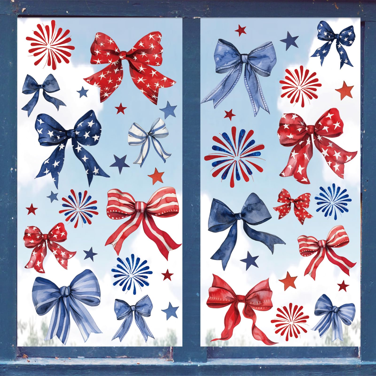 Autocollants patriotiques 4 juillet pour fenêtre en verre avec aquarelle