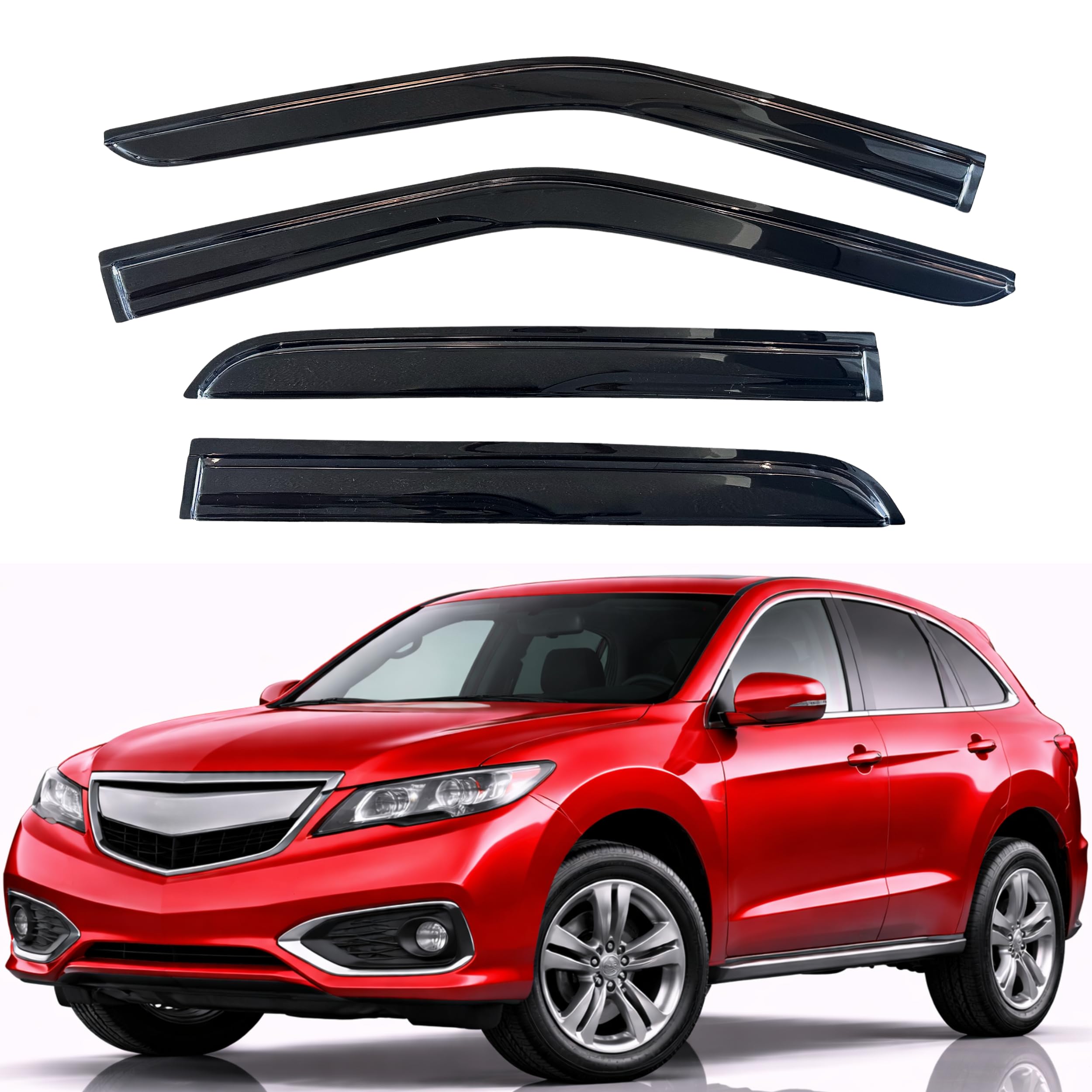 KPY Rain Guards Fit for 2013-2018 Acura RDX, Out-Channel Window Visors Vent Wind Deflectors 4PC, Car Accessories for 13-18 Acura RDX