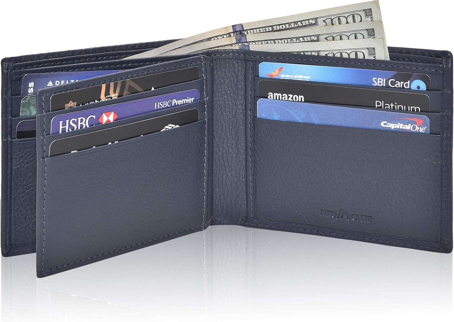 Handmade RFID Leather Bifold Minimalist Wallets For Men in Multiple Colors offering 9 Cards and 1 ID Slots