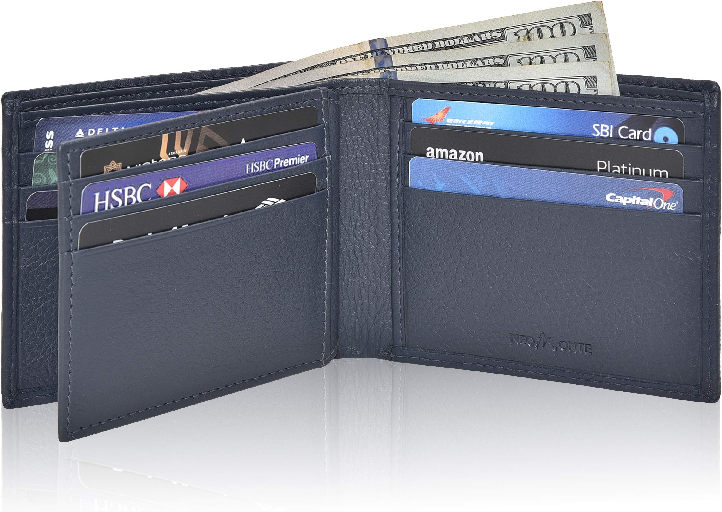 Handmade RFID Leather Bifold Wallets For Men in Multiple Colors offering 9 Cards and 1 ID Slots