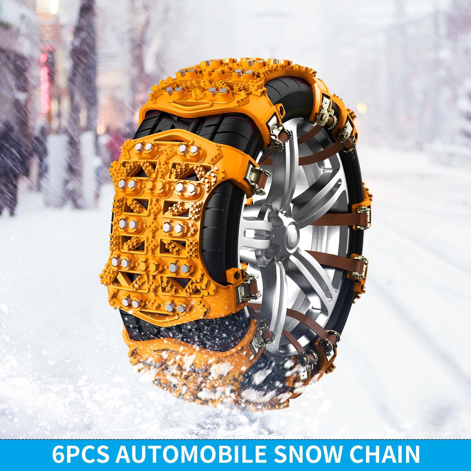 Cadenas De Nieve Para Coche Agarres De Tracción Resistentes Para Neumáticos | 6 Piezas Cadenas Antideslizantes Engrosadas para Neumáticos Conducción Invernal Agarre Tracción Coche