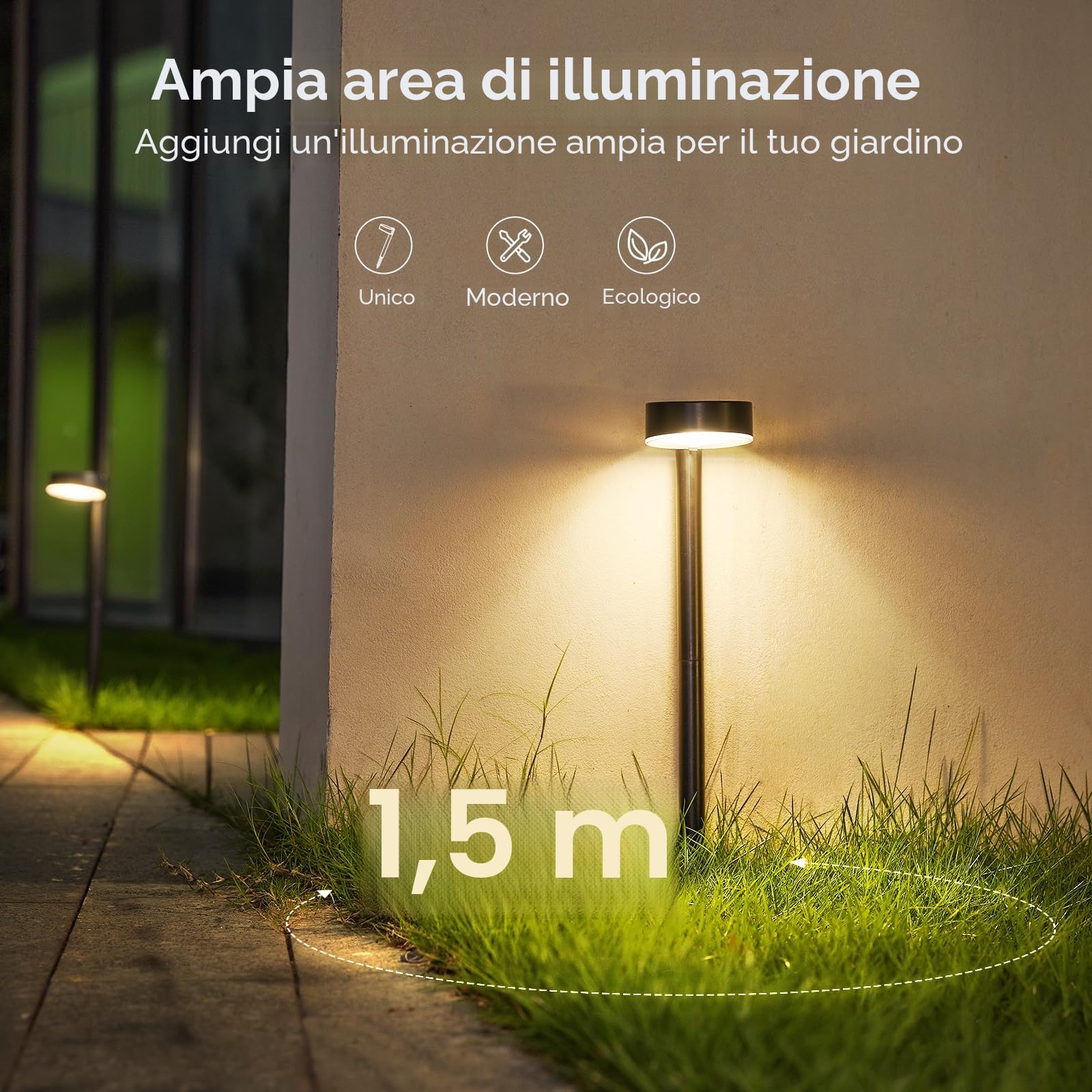 BUCASA Luci Solari da Giardino, 8 Pezzi Moderne Lampada Solare da Esterno con Luci LED Super Luminose, Impermeabili Luce Solare LED Esterno Decorazione per Prato, Patio, Cortile, Passerella, Regali