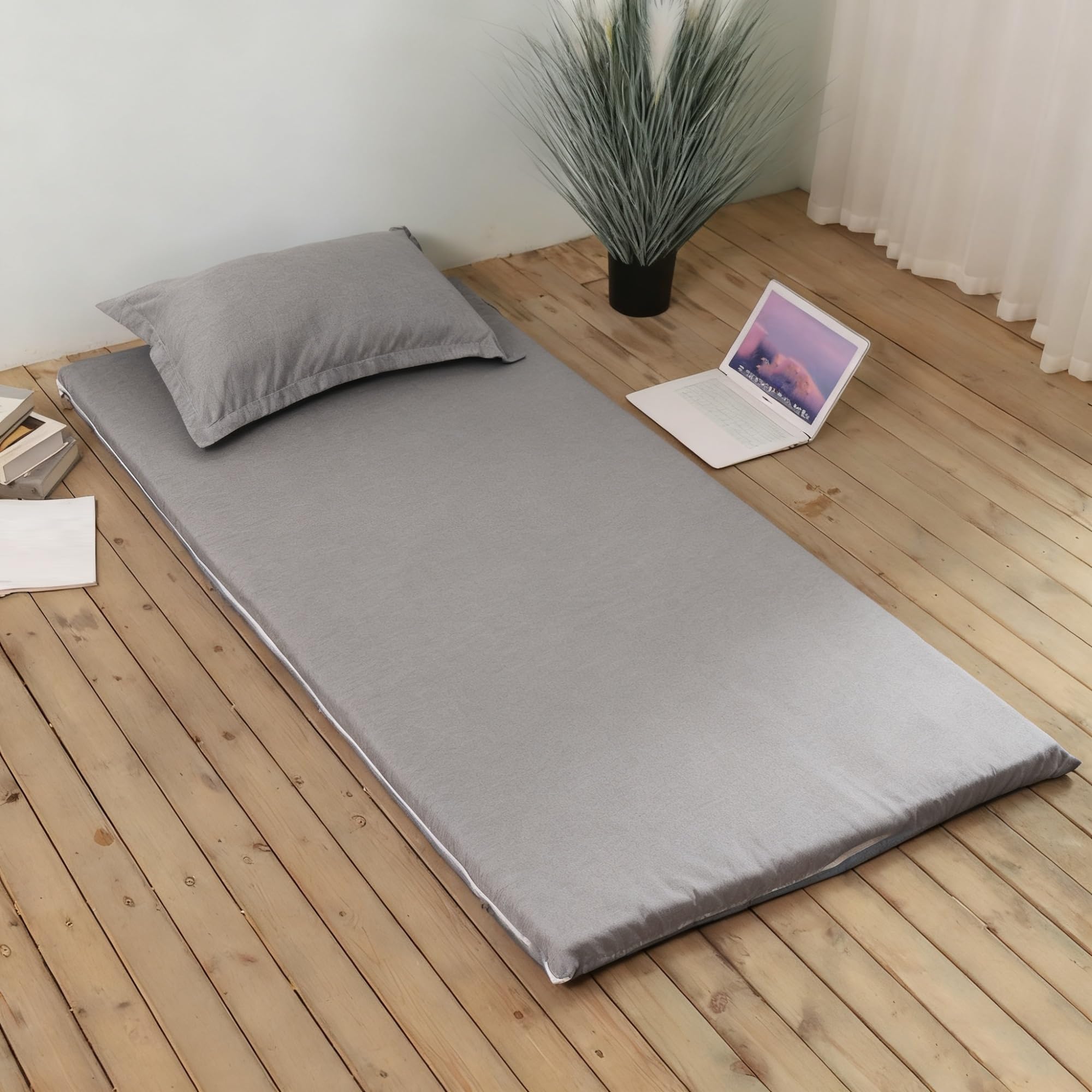 Coprimaterasso futon giapponese, verde, per camper e ospiti, 120 x 200 cm (adatto per spessore da 1 a 6 cm), design impermeabile e traspirante