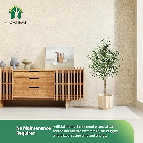 Miniatura 7 de Crosofmi - Olivo artificial en maceta, 4 pies de alto, árbol de seda, planta topiaria, moderna, perfecto para interiores, decoración, exterior,