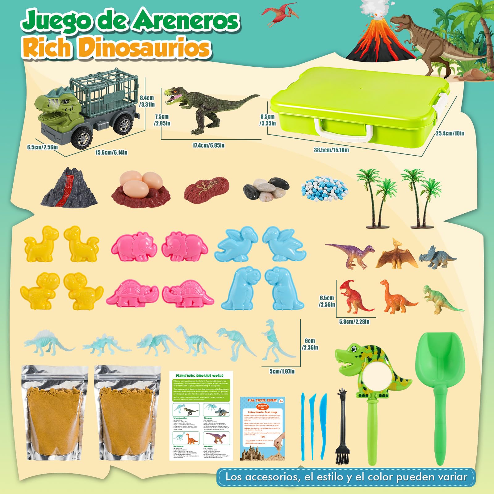 FRUSE Arena Juguete Mágica, Arena Juguete con Sand, Dinosaurios Juguetes, Lupa Dino, Caja de Arenas con Tapa, Arenas para Arenero Infantil, Regalo Juguetes Niño Niñas 3 4 5 6 7 8 Años