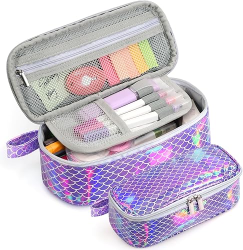 Miniatura 67 de Jcocylse Estuche para Lápices de Gran Capacidad, Bolsa Portátil para Lápices, Suministros Escolares para Estudiantes Universitarios y Adultos (Azul