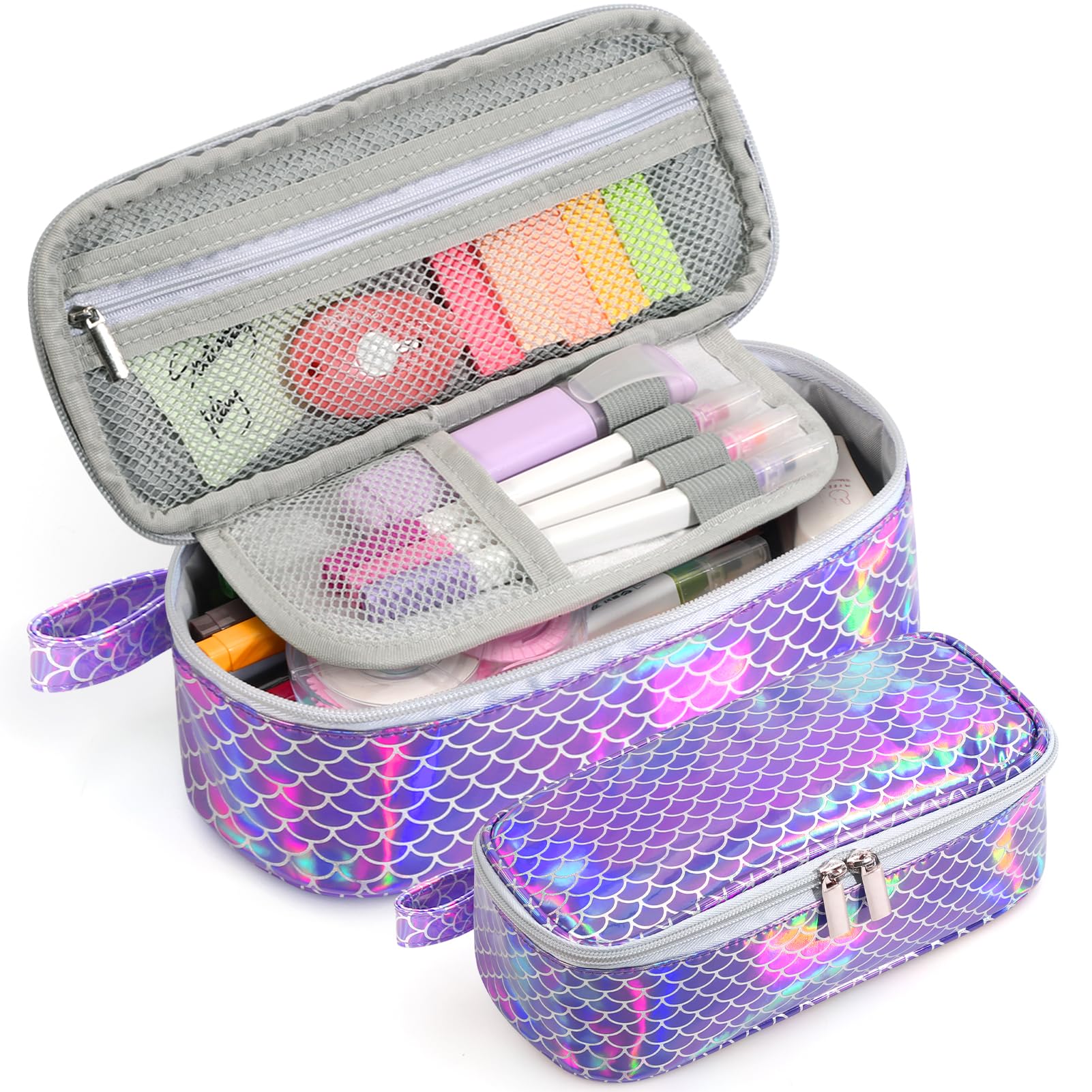 Jcocylse Large Capacity Pencil Case Portable Pencil Pouch Bag School Supplies for College Students Girls Boys Adults(Purple-C)