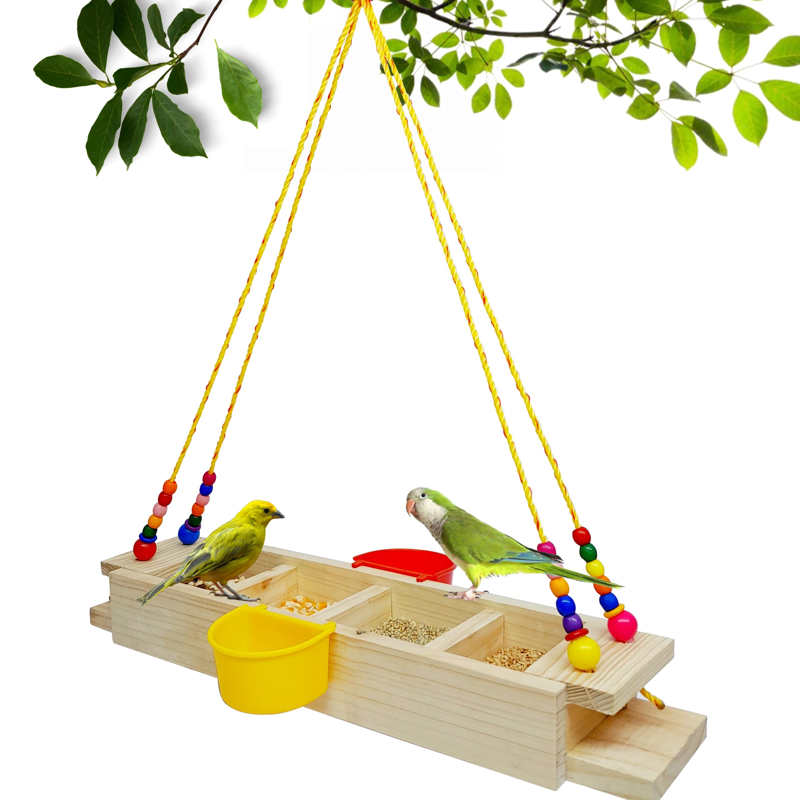 Bird Feeder Hanging for Balcony - Food and Water - Wooden Tray - Balcony Grill – Terrace – Tree – Garden - Outdoors (B0C9TQMFH7) Amazon Price History, Amazon Price Tracker