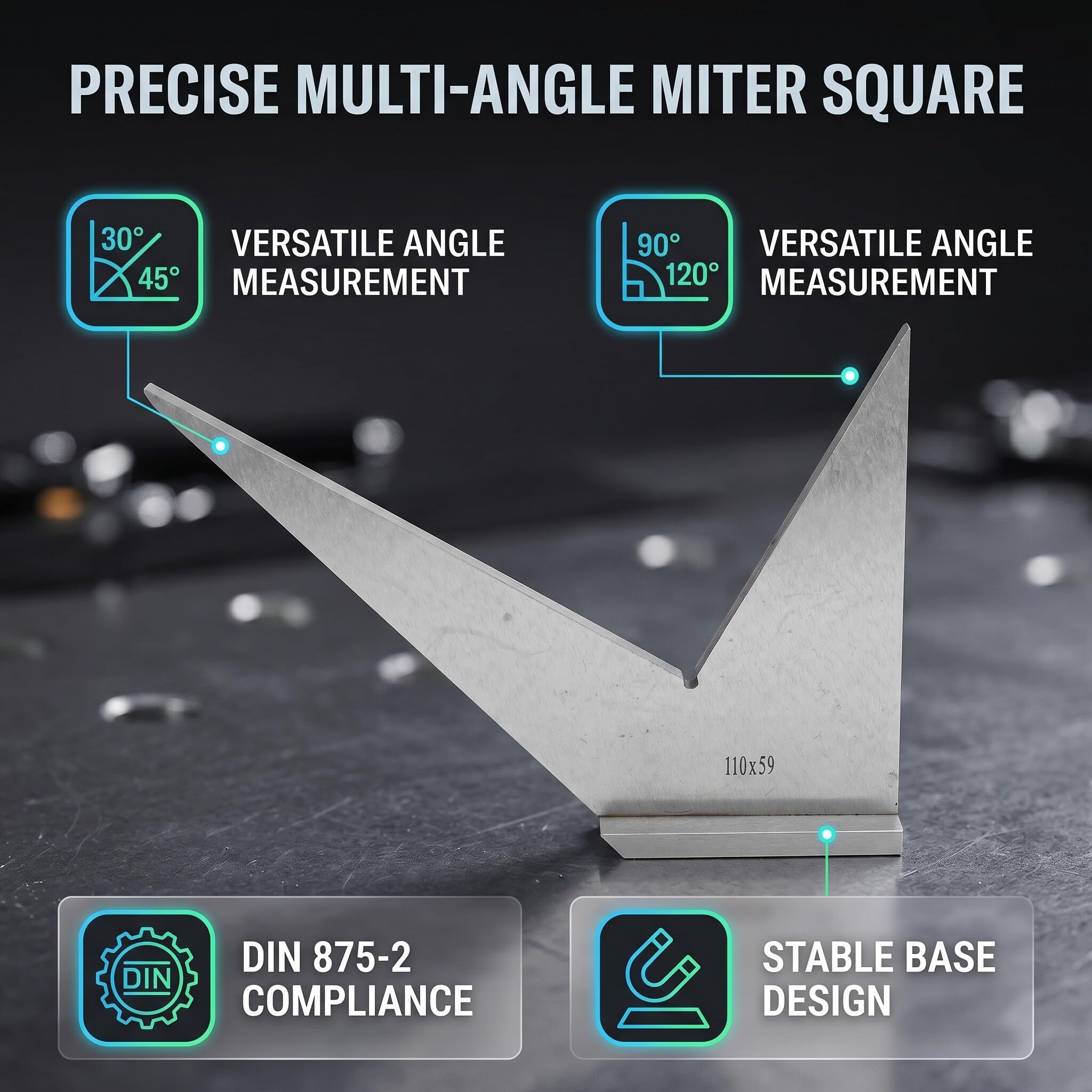 Cocoarm Équerre à Onglets Multi-Angles Acier au Carbone 30-120°, Outil de M