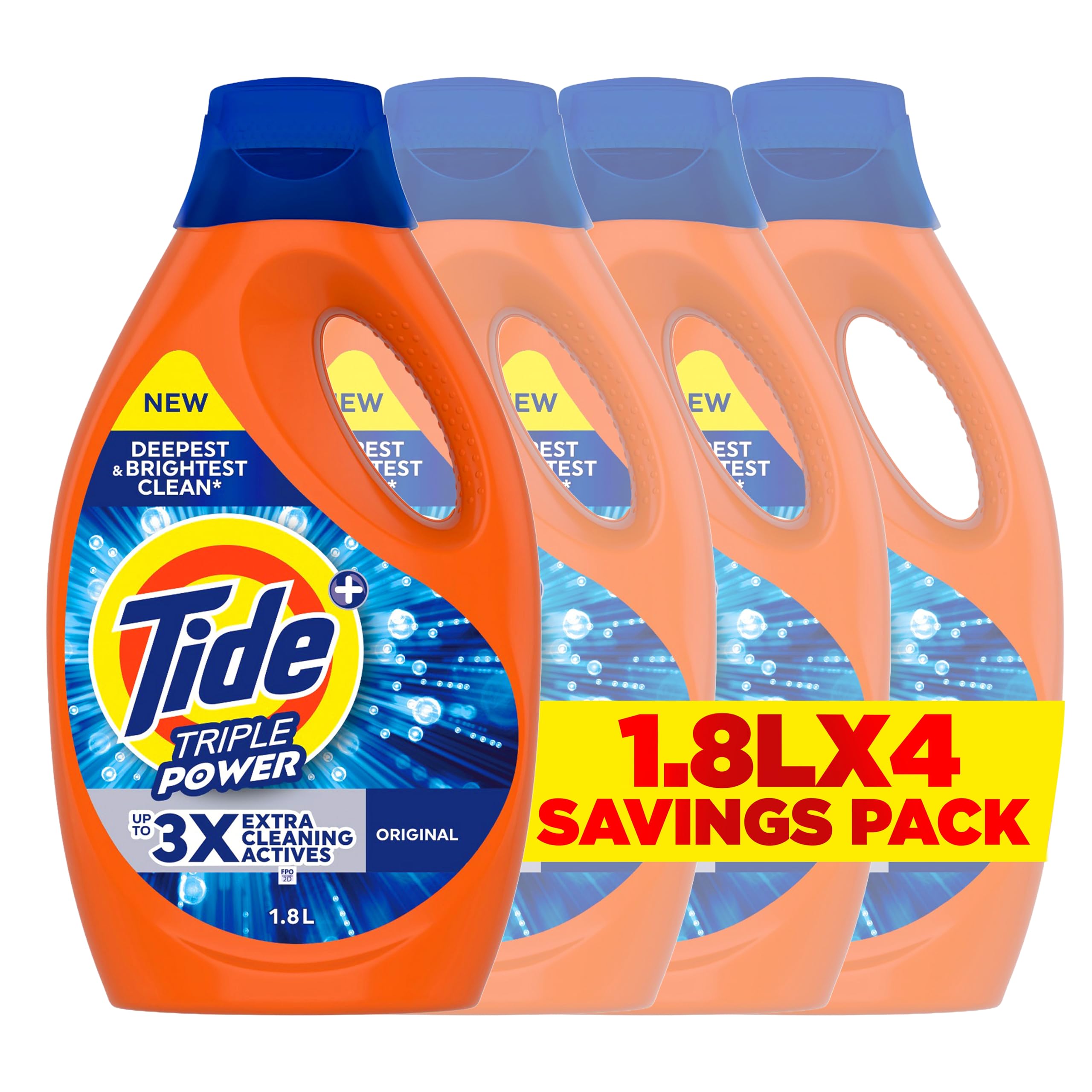 TideAutomatic Power Gel Laundry Detergent, Morning Fresh Scent, 4 X 1.8L