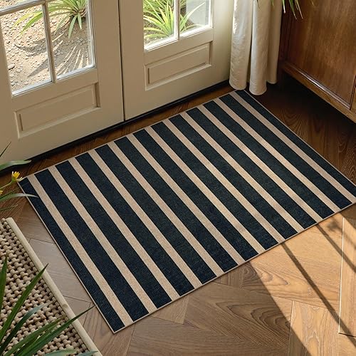 Miniatura 24 de Lahome Alfombra de yute a rayas fácil para patio al aire libre, alfombras lavables de 3 x 5 pies para entrada, porche, casa de campo, alfombra