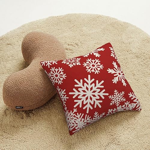 Miniatura 5 de Juego de 2 fundas de almohada de Navidad de 16 x 16 pulgadas, fundas de almohada de copos de nieve para decoración de Navidad, fundas de almohada