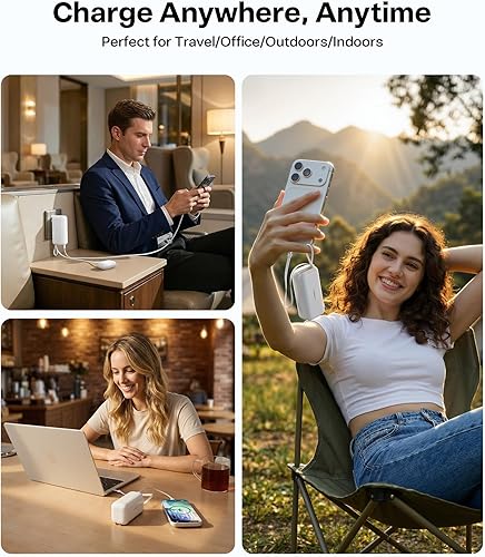 Miniatura 6 de TORRAS EasyGo 3-in-1 Portable Charger Power Bank with Wall Plug & Retractable USB-C Cable, Fast Charging 10000mAh Battery Pack for iPhone 17/16/15,