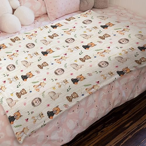 Miniatura 3 de GRJIRAC Manta de franela para bebé, diseño de zorro, ciervos, animales del bosque, animales del bosque, manta de recepción, ropa de cama impresa