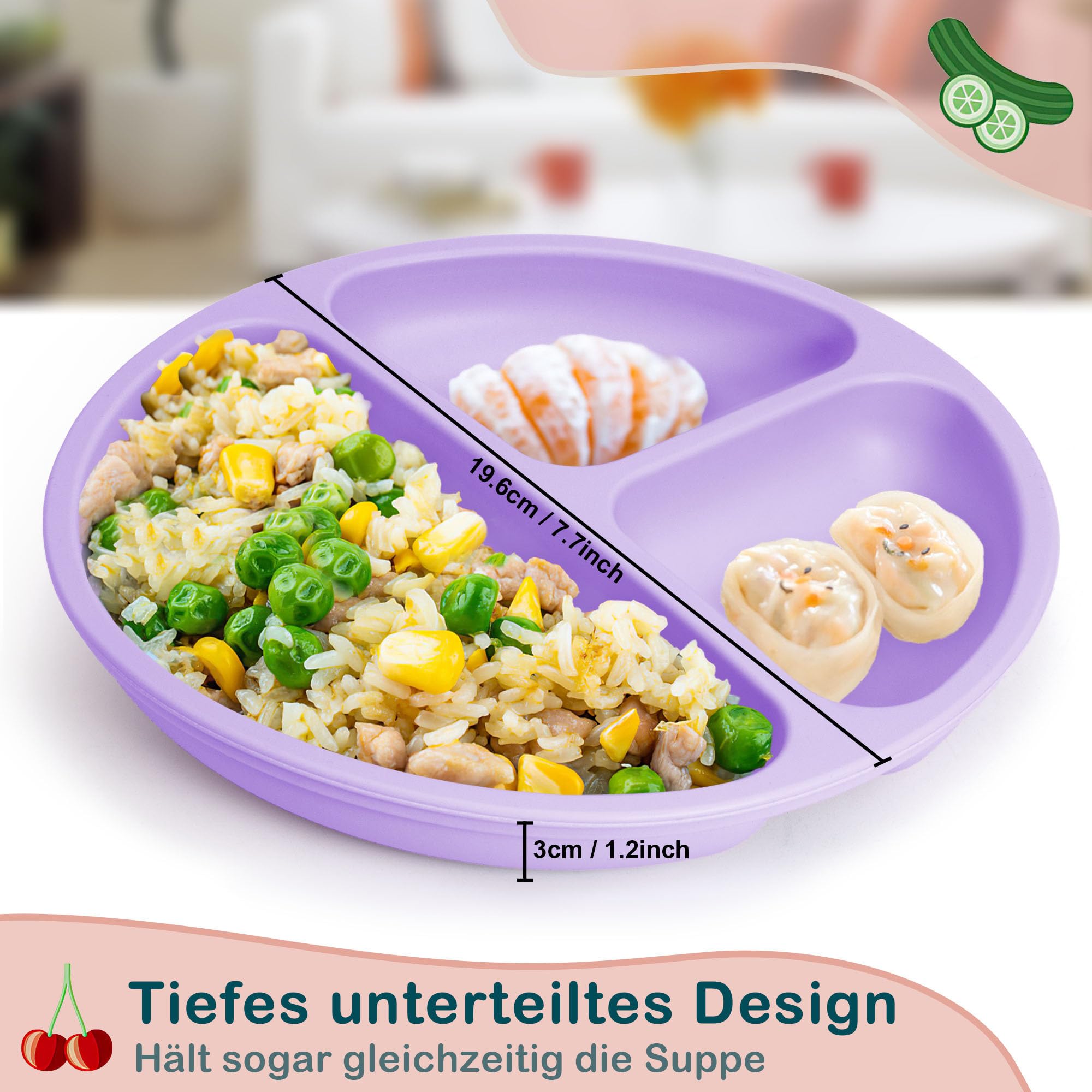 Silikon Kinderteller Mit Saugnapf - BPA Frei & Spülmaschinenfest