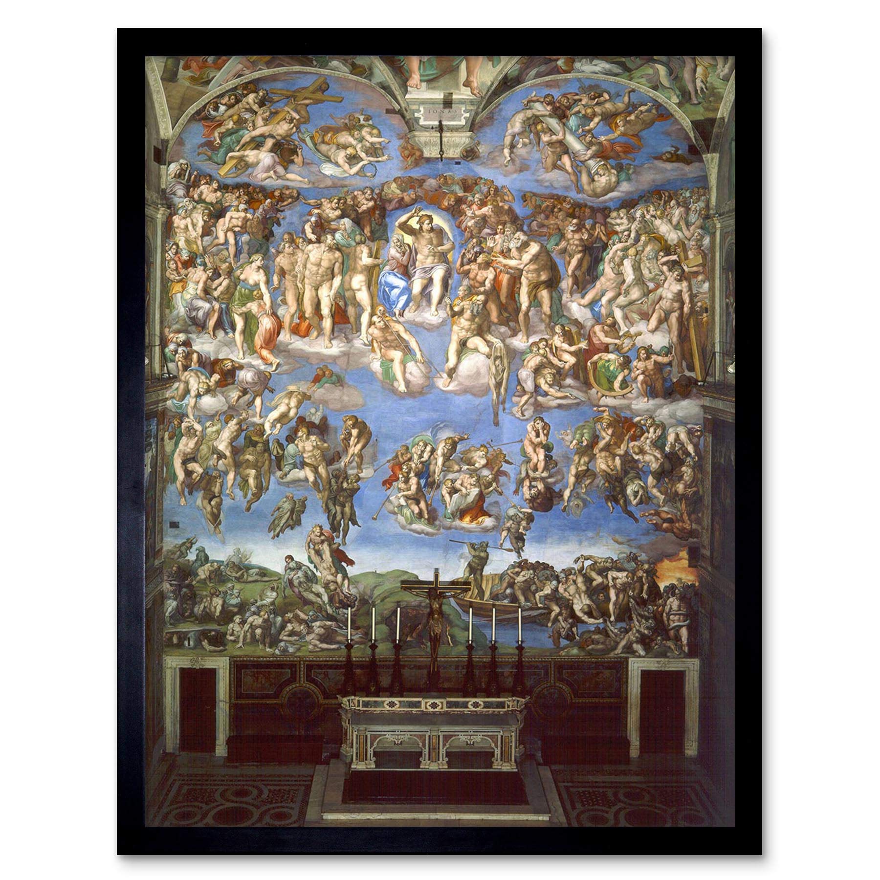 Wee Blue Coo Michelangelo The Last Judgement 1541 Old Master Painting Art Print Framed Poster Wall Decor 12X16 Inch