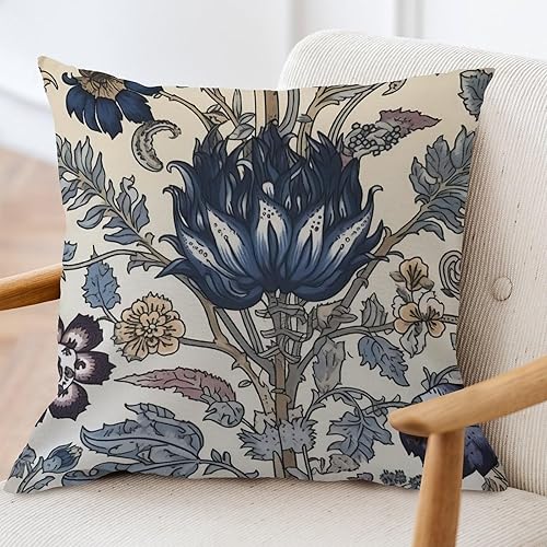 Miniatura 10 de ArogGeld Funda de cojín tradicional china china para sofá, funda de almohada floral azul marino y blanco, funda de almohada vintage chinoiserie azul