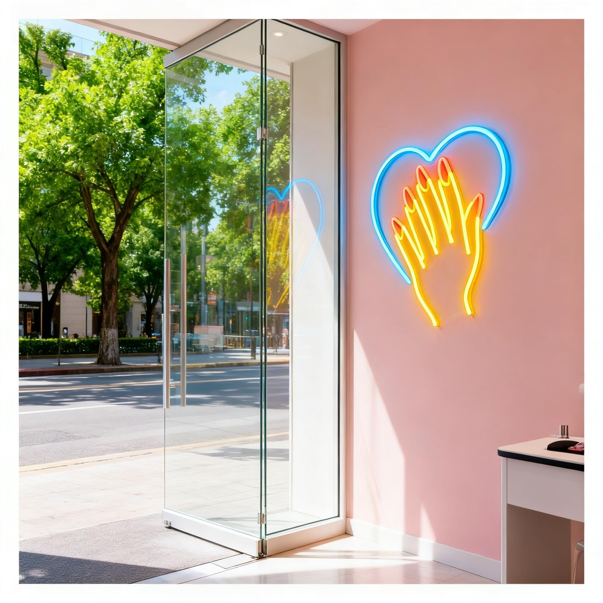 néon signe Enseigne Lumineuse Néon Pour Manucure, Alimentée Par USB, Intensité Variable, Pour Salon, Studio, Décoration Murale, Vitrine,40x35cm