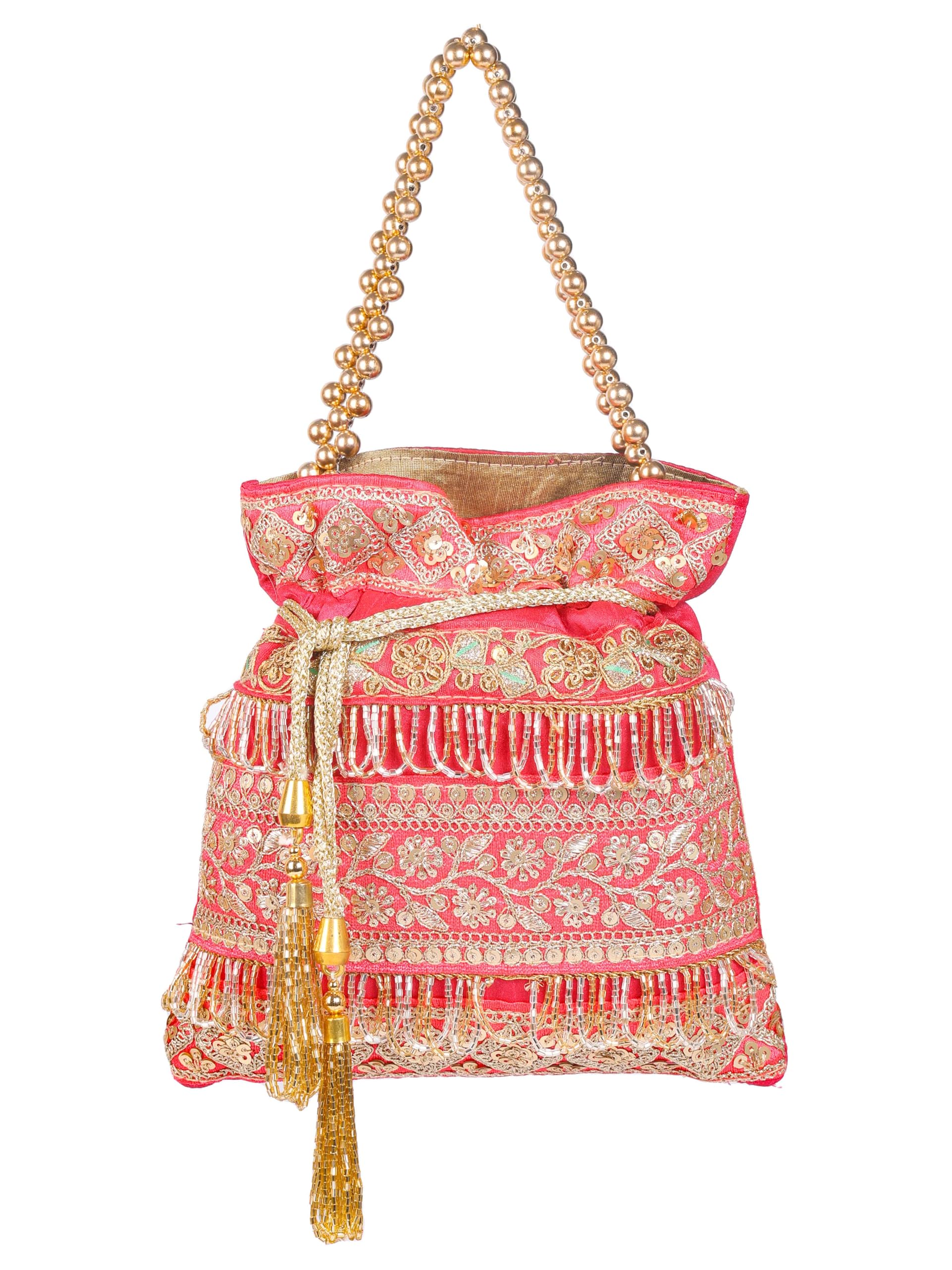 swisni Women's Mirror Lace Potli Bag | Traditional Ethnic Handbag with Embellished Mirror Work, Ideal for Weddings, Festive Events & Gifting-picture-18