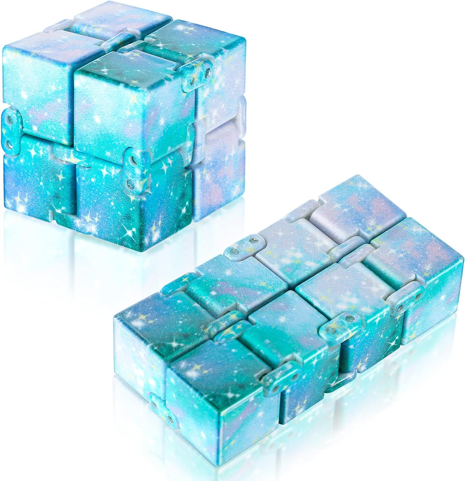 Zomiboo 1 Pieces Infinity Cube Finger Toy Starry Sky Fidget Blocks Mini Stress Relief Hand Toys Infinite Magic Cube for Relieving Stress Anxiety and Killing Time