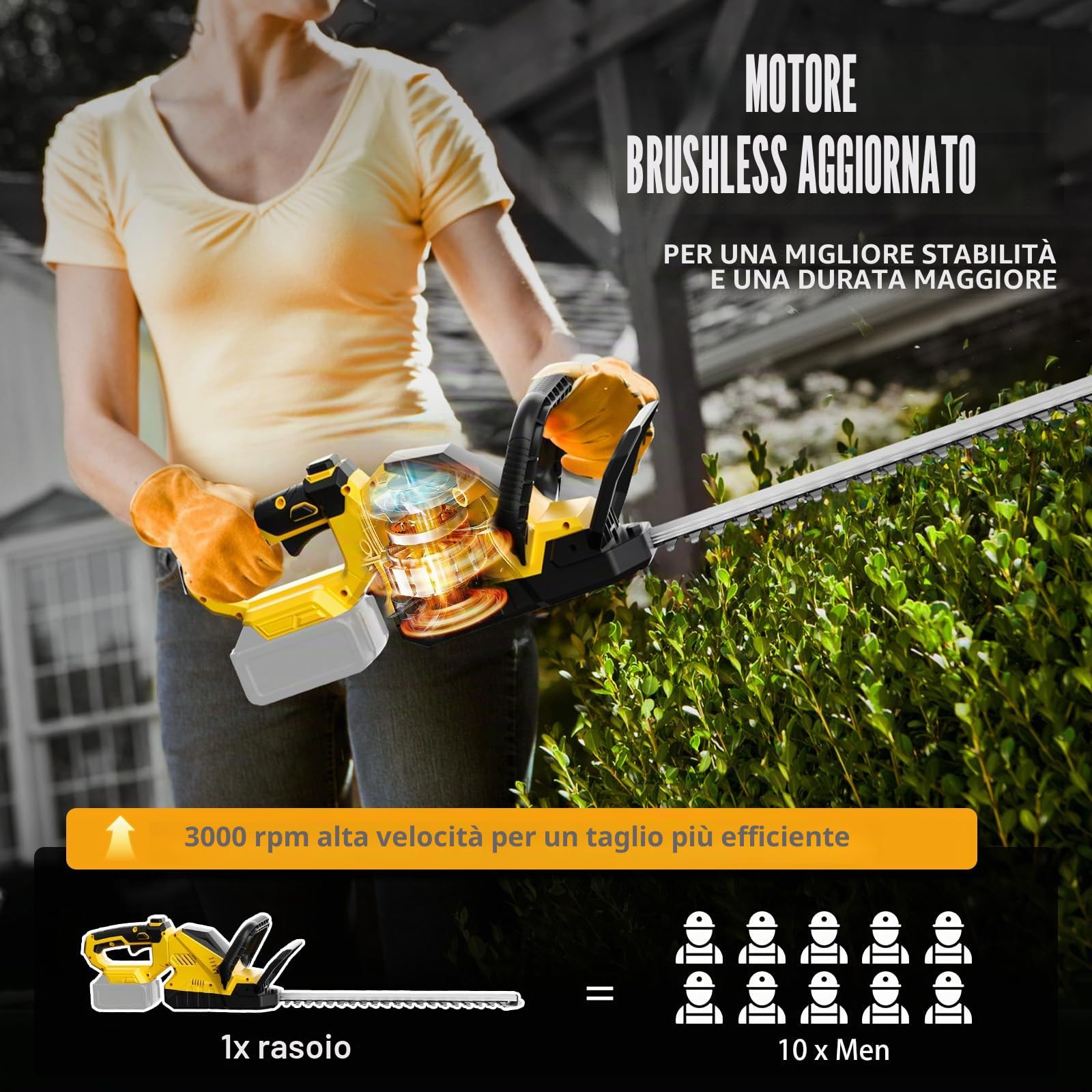 Tagliasiepi a batteria con lama 52 cm per Dewalt 20V (senza batteria)