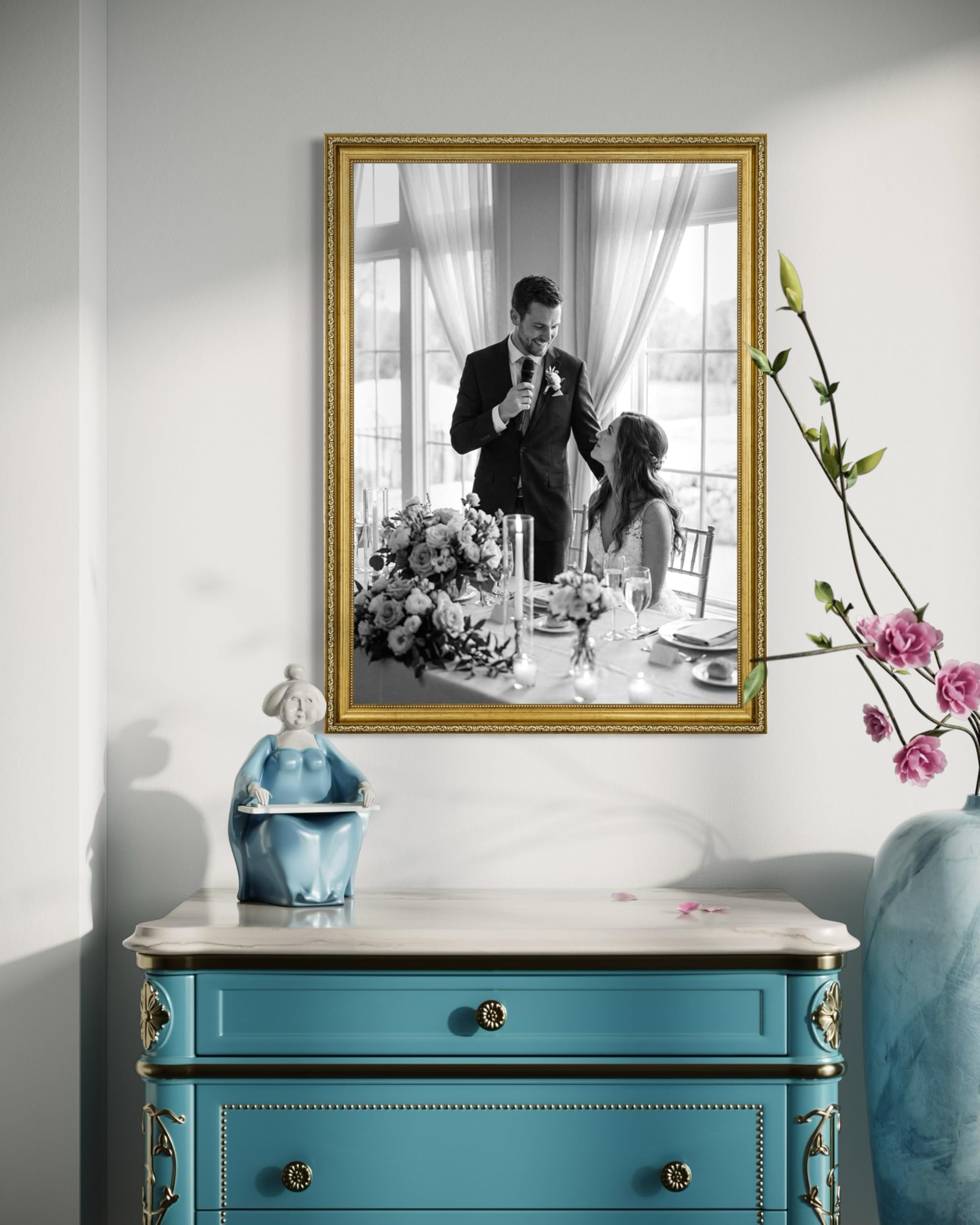 Bilderrahmen NOVA 50x70 cm Antik Gold – Barock Vintage Rahmen Antik Look – Fotorahmen für Fotos, Urkunden & Kunstwerke –Elegant & Dekorativ für Wohnzimmer, Büro, Galerie & Geschenkidee