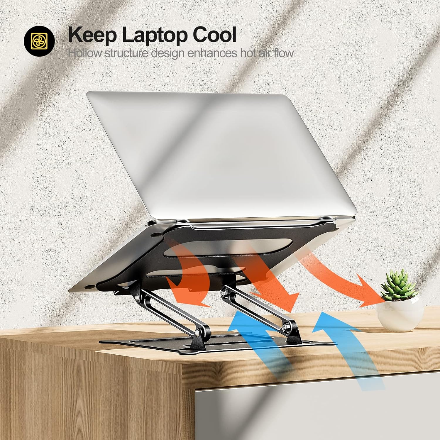 Urmust Laptop Notebook Stand Holder Adjustable Laptop Stand Portable Laptop Riser Compatible with MacBook Air Pro HP Dell XPS Lenovo All Laptops 10-15.6"(Black) : Electronics