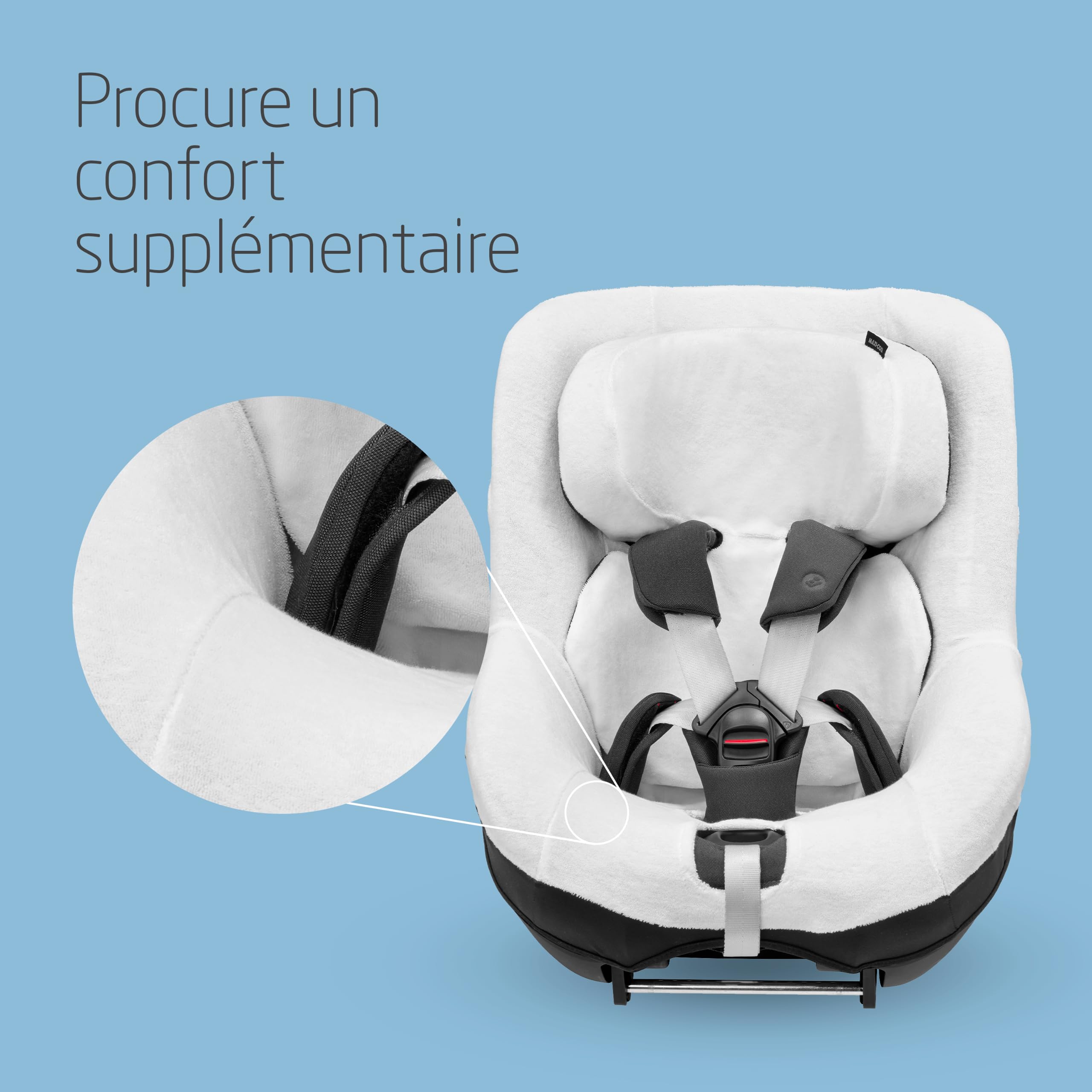 Maxi-Cosi Housse de Siège-auto en Coton Biologique pour Pearl 360, Mica (Eco) et Mica 360 S (Comfort), Matériaux Doux, Respirants et Absorbant L'humidité, Lavable en Machine, Natural White