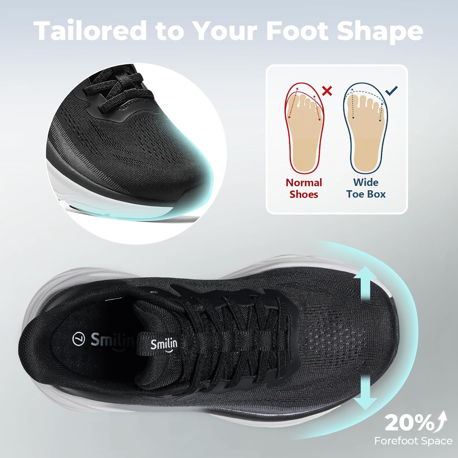 SMILIN Women's Slip On Walking Shoes with Arch Support, Comfortable Lightweight Cushion Sneakers for Standing All Day Work, Non Slip Breathable Mesh Running Tennis Footwear for Casual Travel Gym