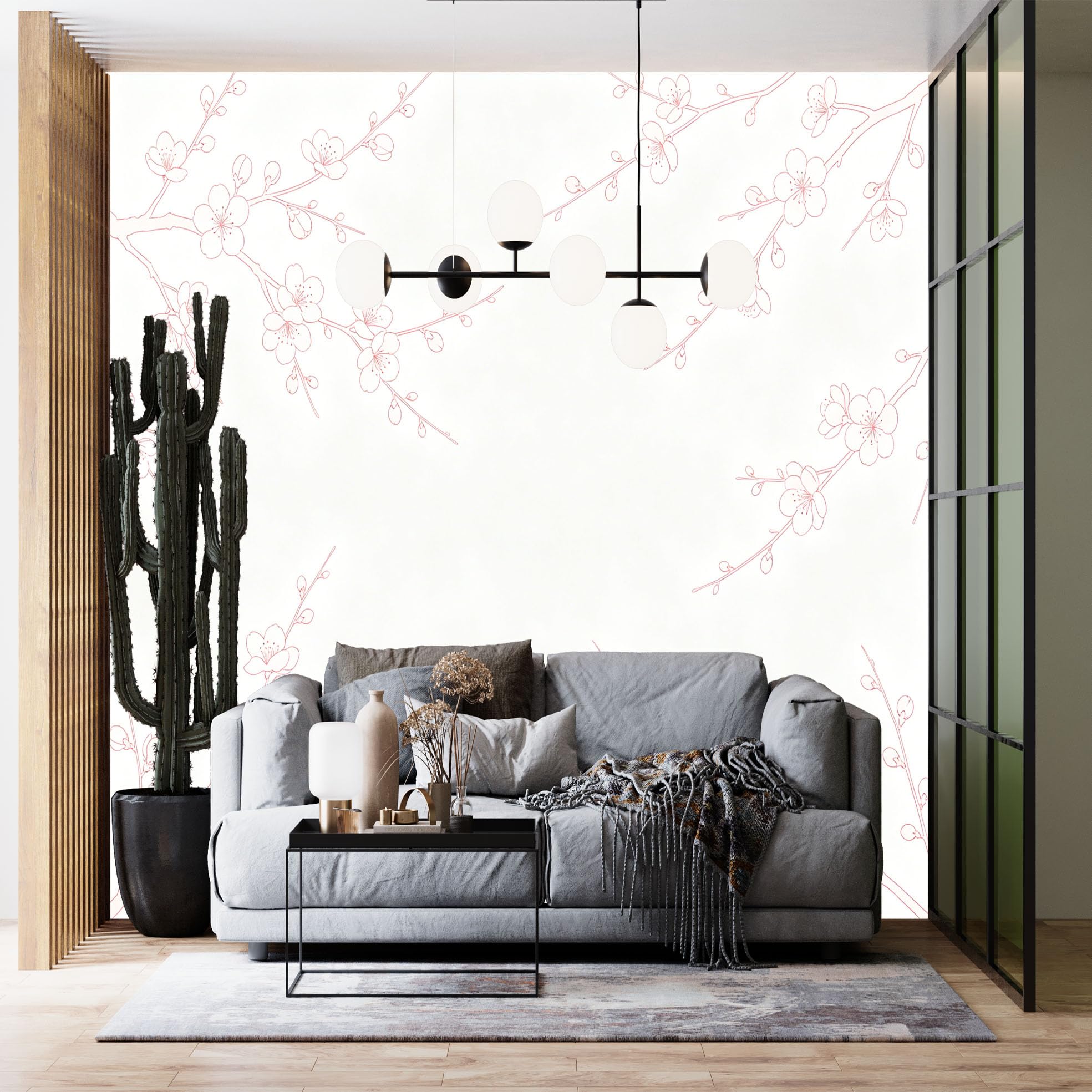Papier peint fleurs de cerisier épais et design floral haut de gamme