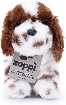 Zappi Co Palm Pups Springer Spaniel Plush Dog Toy (15cm) - Springie Pup - Soft, Cuddly, 100% Recycled - Energetic Playmate