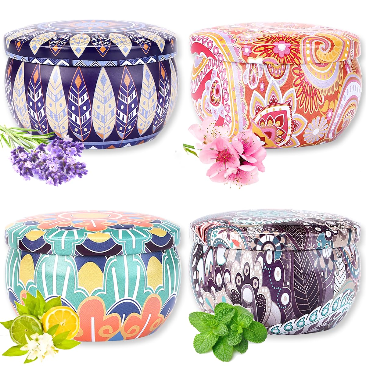 Paquete de 4 velas de aromaterapia de cera de soja de larga duración, adecuadas para uso doméstico, yoga, baño, día de la madre, N