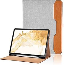 Case for Samsung Galaxy Tab S8 Plus 2022 / Tab S7 FE 2021 / Tab S7 Plus 2020 12.4 Inch PU Leather Tablet Cover Protective Case Auto Wake/Sleep, Multi-Angle Case with Pocket – Grey