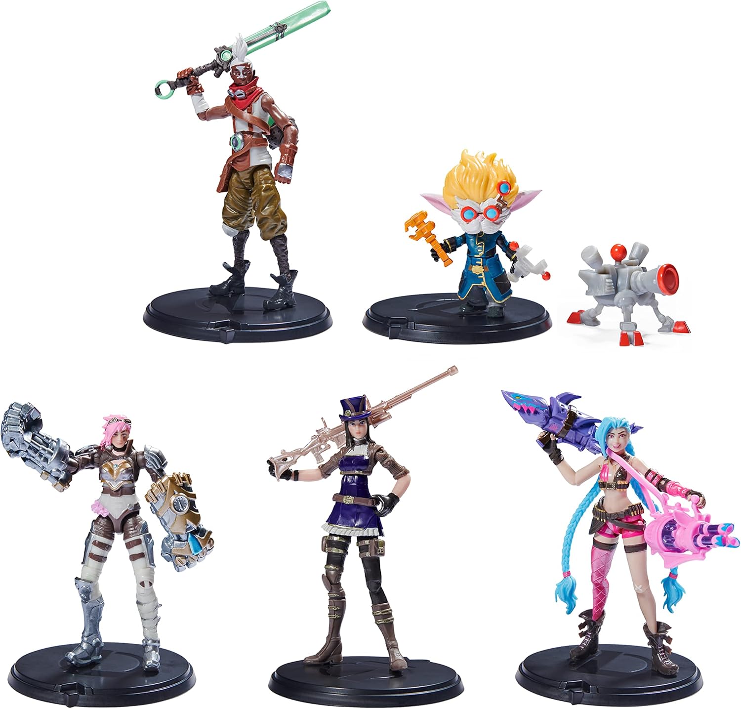 Black Friday - 70% OFF League of Legends, Dual Cities Pack w/ Exclusive Jinx, Heimerdinger, Vi, Caitlyn, and Ekko, 4-Inch Collectible Figures, Accessories, Ages 12 and Up
