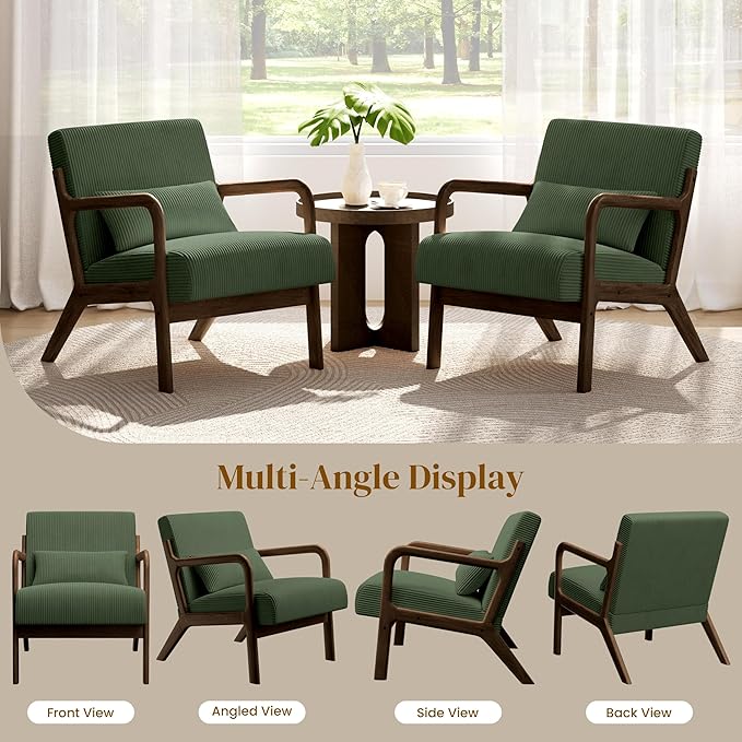 Sillón Acogedor para Sala, Pana Verde Oscuro, 2 Piezas miniatura 8