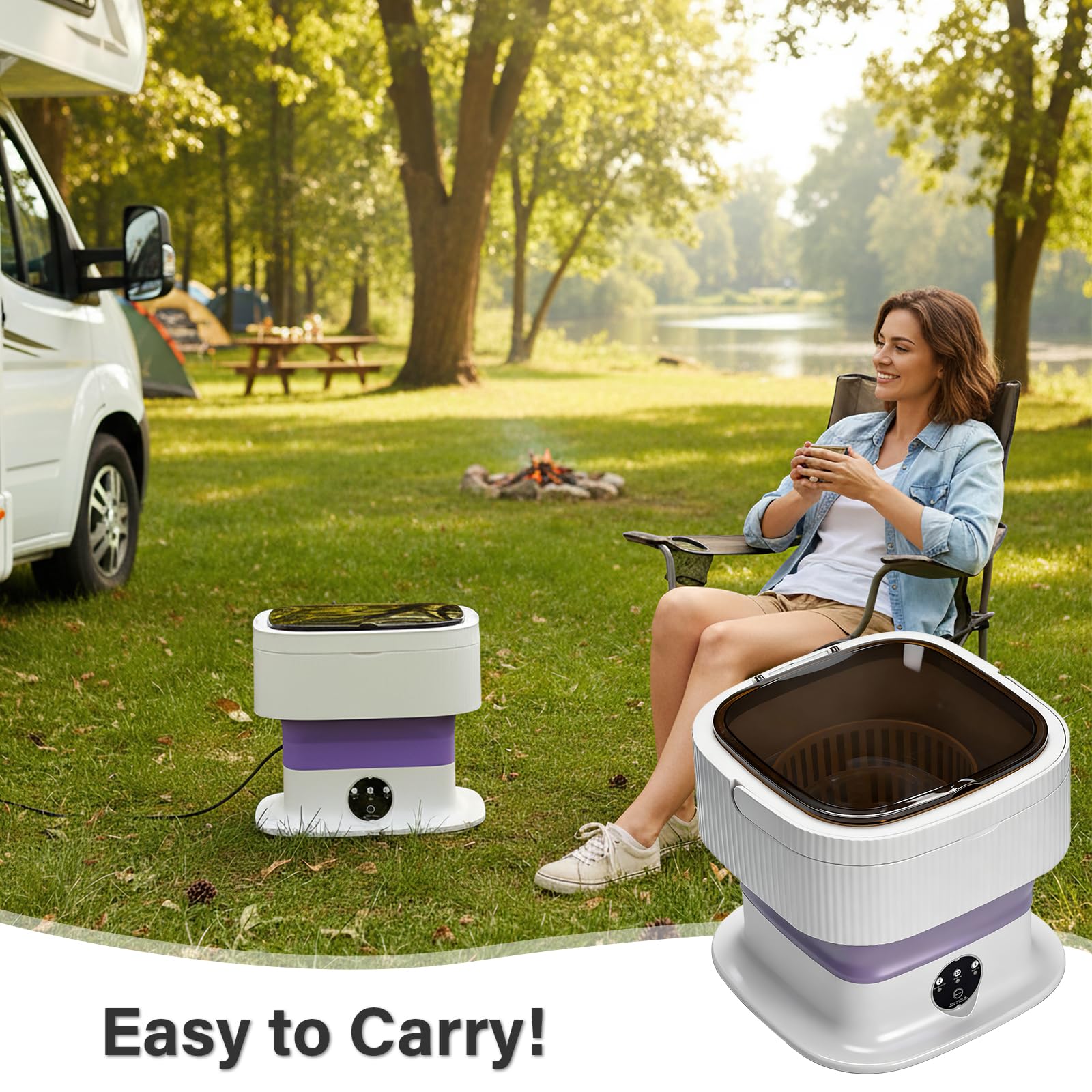 Mini lavadora de 10 litros con cesta giratoria, funcionamiento con pantalla táctil con un solo botón, 3 modos de lavado, lavadora compacta de viaje para ropa de bebé, ropa interior