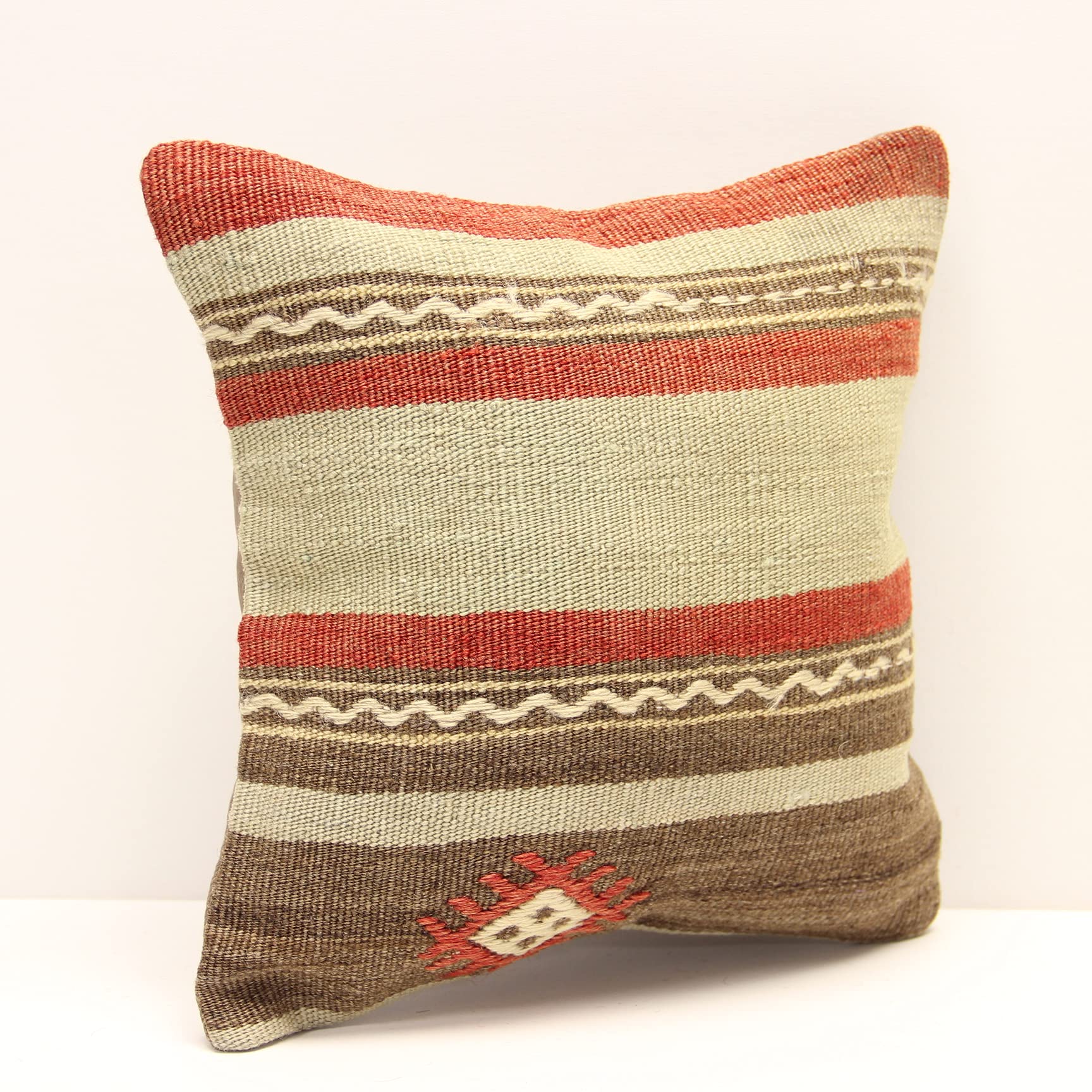 Throw kilim pillow cover 12x12 inch bohemian Turkish chair Boho design rustic handmade Accent Small Decorative Cushion Cover