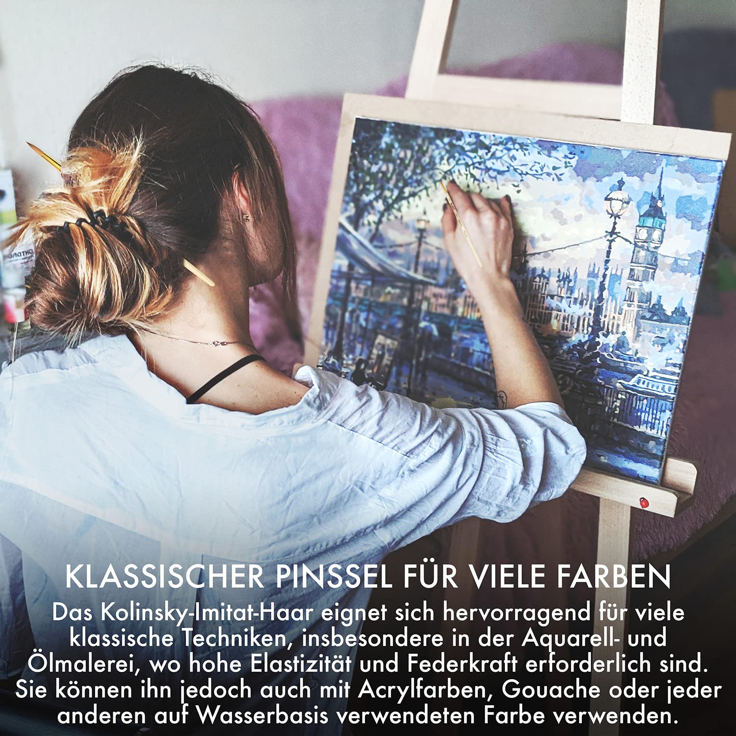 Roubloff Kolinsky Imitation Pinselset, 8 Rundpinsel Größen 00-6 | Set 8 Rundpinsel synthetisch Kolinsky-Imitat, Größen 00-6, für Acryl, Aquarell, Gouache und Öl, feine Details