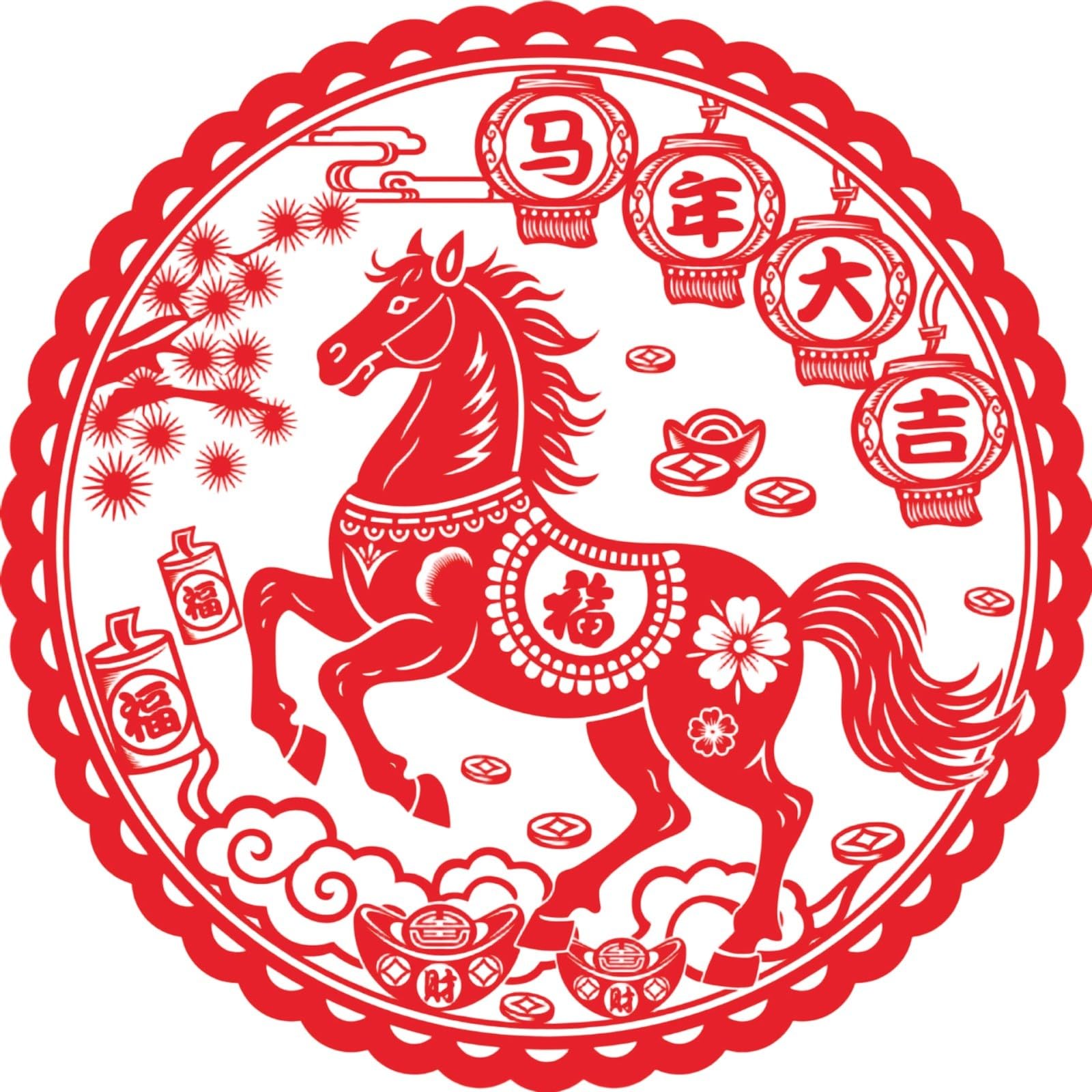 Xjdzineq 20Pcs Year of Horse Window Cling, Paper Cut PVC Stickers for Chinese Decoration Cling Chinese New Year Decorations
