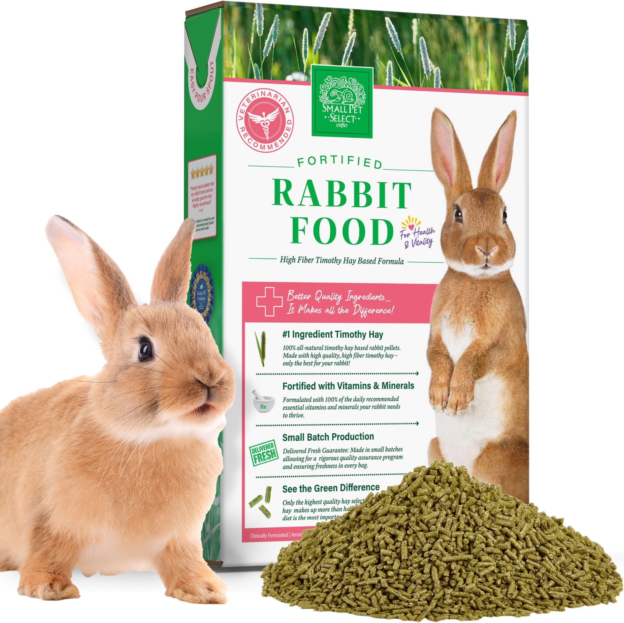 Rabbit Food Pellets, 10lb (4.53kg) Bag | Premium Timothy Hay-Based Formula with Essential Nutrients for Daily Health & Digestion