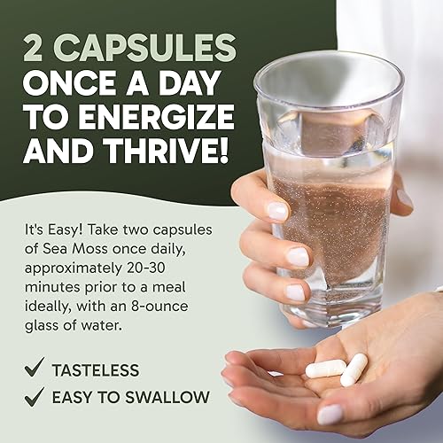 Miniatura 6 de Clinical Effects Sea Moss - Cápsulas orgánicas de musgo marino irlandés con vejiga, raíz de bardana y bioperina para tiroides, salud cardíaca,