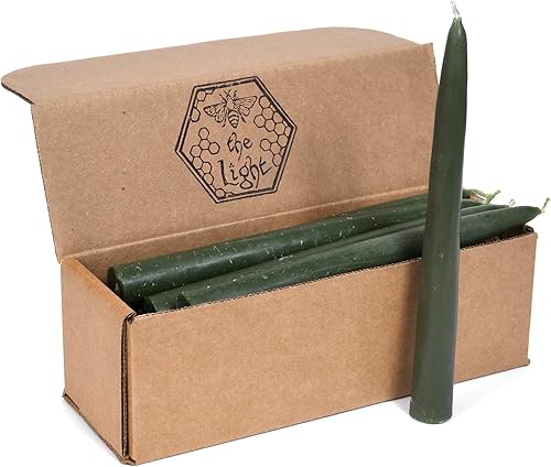 BeeTheLight - Velas cónicas de cera de abeja, estilo sumergido, 10 horas cada una, paquete de 12 unidades, 120 horas, cera de abejas 100% pura,