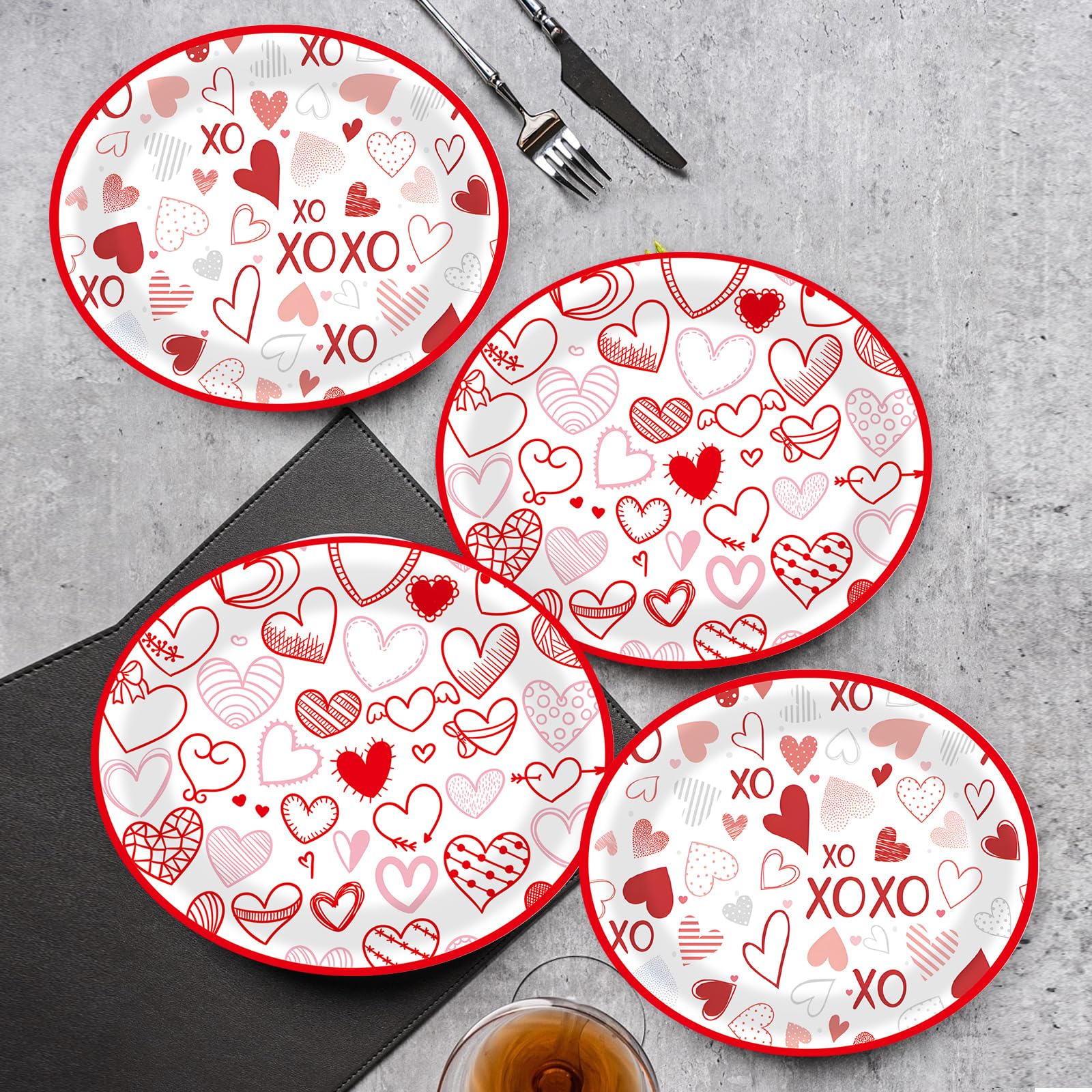 50 piatti di carta ovali per San Valentino, a forma di cuore, usa e getta, per feste, 30 x 25 cm, per San Valentino, matrimonio, compleanno, festa della mamma, decorazioni per feste