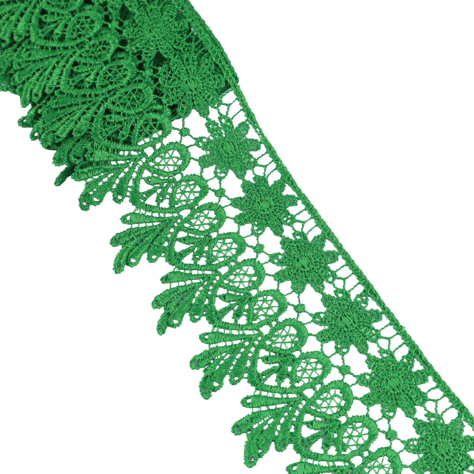 IDONGCAI 5 Yards Venice Lace Trim 3 inches Wide Guipure Lace Trim Lace Edge Trim Wedding Dress Embellishment Party Decoration Applique DIY Sewing Crafts(Green)