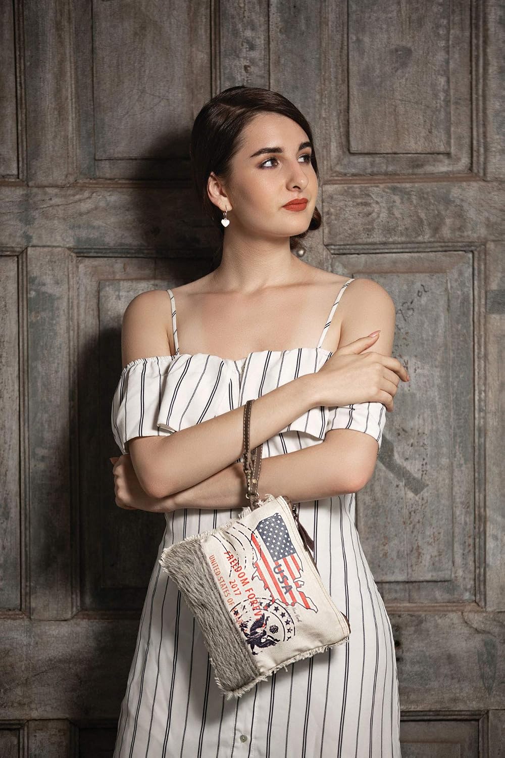 Myra Bag Verge Canvas & Cowhide Wristlet